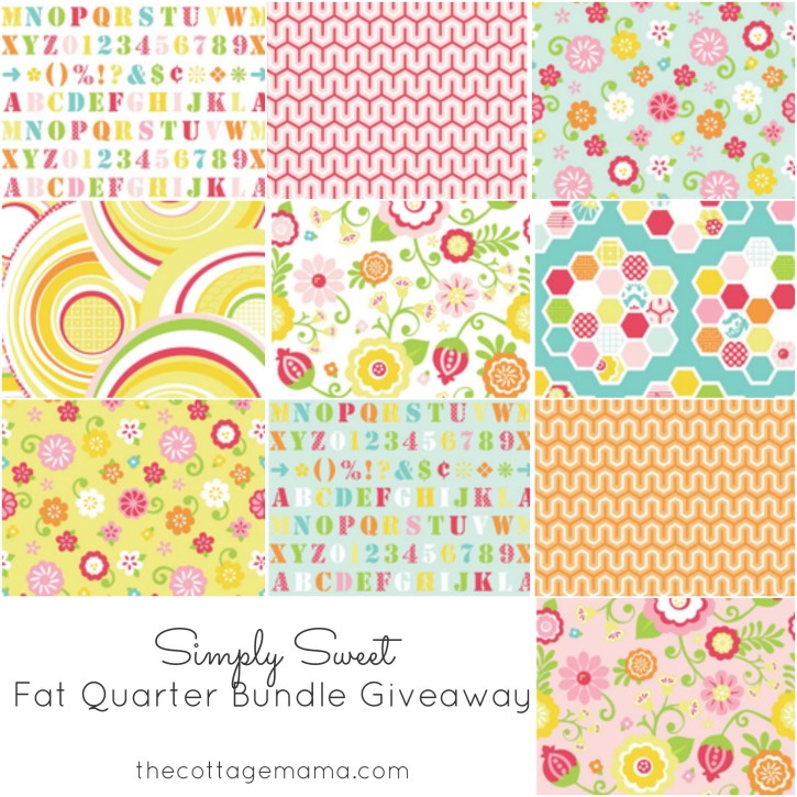 Simply Sweet Fat Quarter Bundle Giveaway. www.thecottagemama.com
