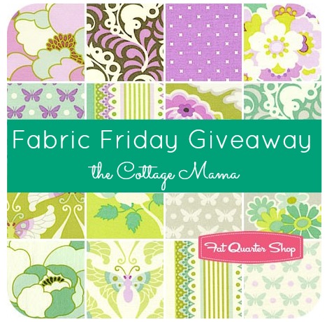Fabric Friday Giveaway on The Cottage Mama. $75 Gift Certificate to Fat Quarter Shop. www.thecottagemama.com