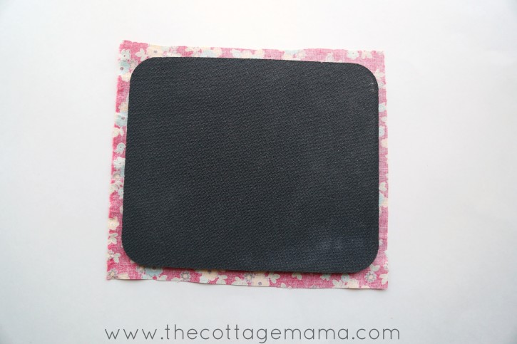 Fabric Covered Mouse Pad by Lindsay Wilkes from The Cottage Mama. www.thecottagemama.com