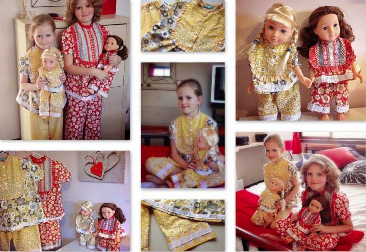 The Cottage Mama Sewing Contest. Claire Pajamas Pattern with matching doll PJ's. www.thecottagemama.com