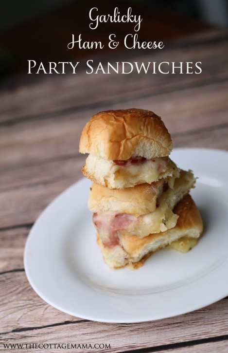 Garlicky Ham and Cheese Party Sandwiches. Recipe from The Cottage Mama. www.thecottagemama.com