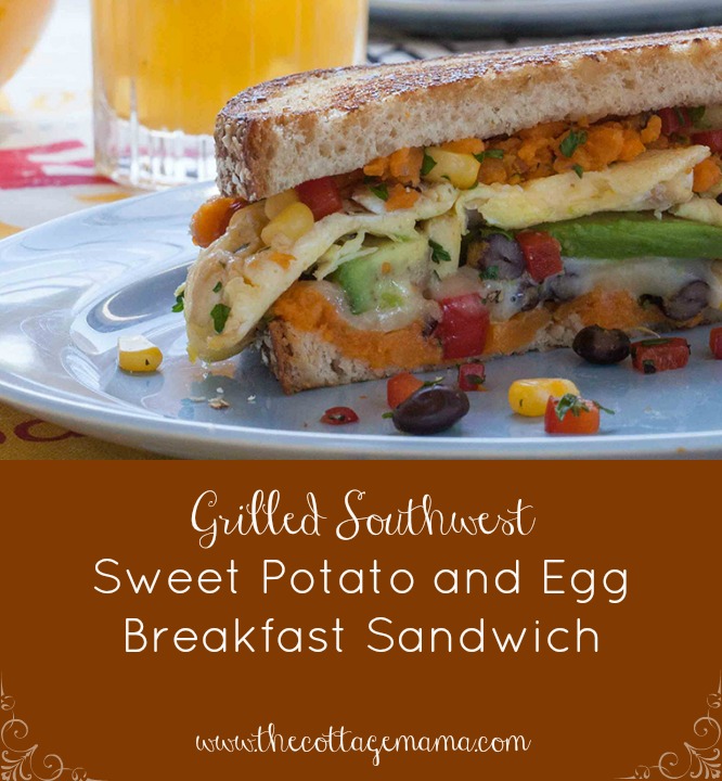 Grilled Southwest Sweet Potato & Egg Breakfast Sandwich. www.thecottagemama.com