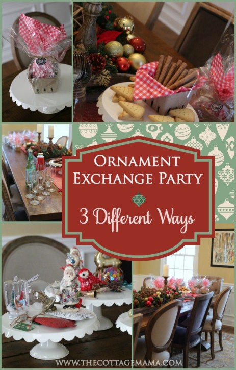 How to Host a Holiday Ornament Exchange Party. Check out these three different party ideas from The Cottage Mama. www.thecottagemama.com