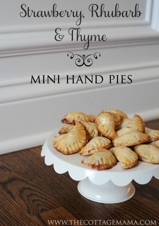 Strawberry, Rhubarb, Cream Cheese and Thyme Mini Hand Pies Recipe from The Cottage Mama. SO delicious!
