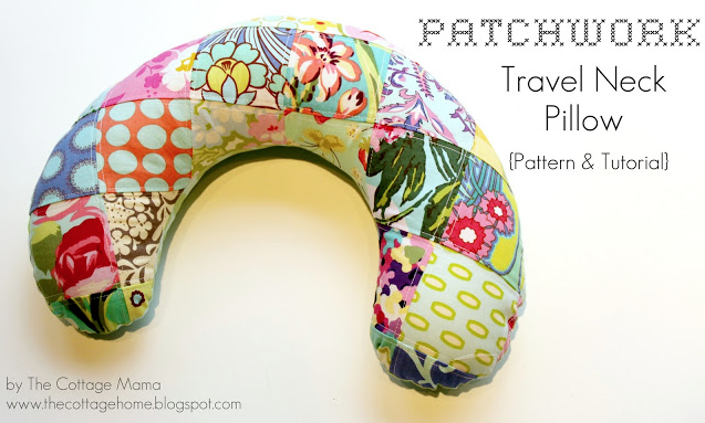 FREE Pattern for a Patchwork Travel Neck Pillow. From The Cottage Mama.