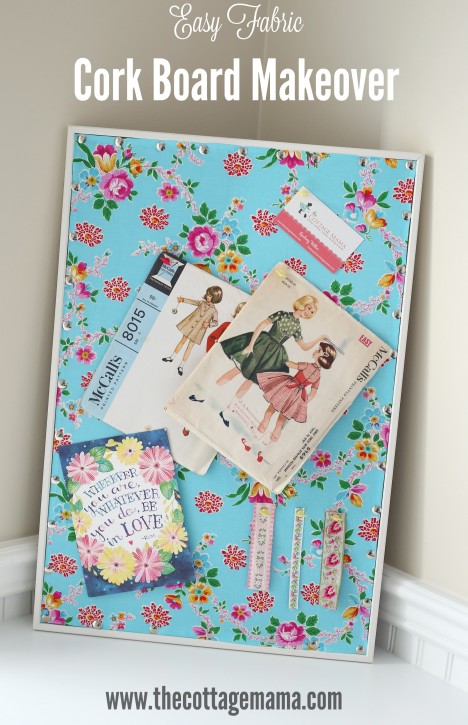 Easy Cork Board Makeover by Lindsay Wilkes from The Cottage Mama. This idea is SO easy and inexpensive!