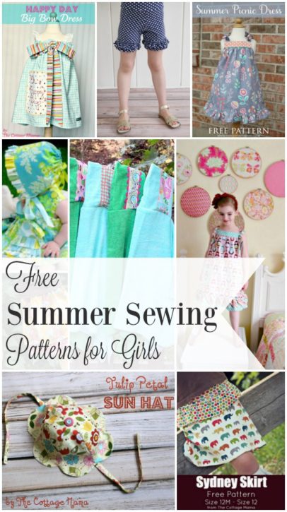 FREE Summer Sewing Patterns for Girls from The Cottage Mama.