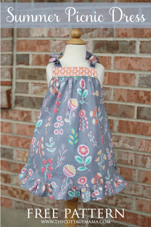 Summer Picnic Dress. Free Pattern from The Cottage Mama.