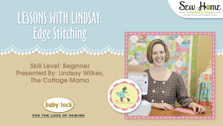 Lessons with Lindsay: Edge Stitching Sewing Video Tutorial from The Cottage Mama. www.thecottagemama.com