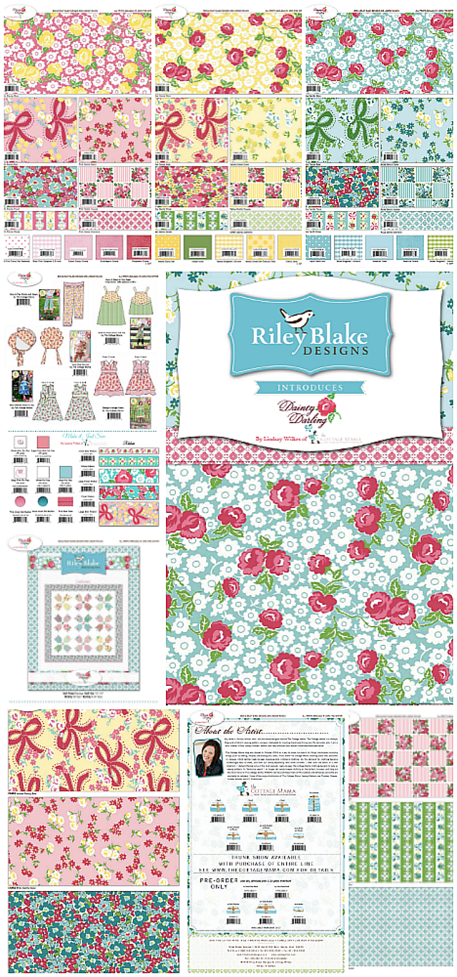Dainty Darling Fabric Collection design by Lindsay Wilkes from The Cottage Mama for Riley Blake Designs.