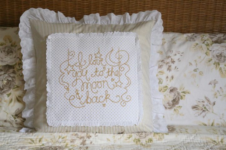 Free Embroidered Pillow Tutorial from Lindsay Wilkes of The Cottage Mama for the Baby Lock Love of Sewing Challenge. Featuring the Destiny II Sewing and Embroidery Machine. Free download.