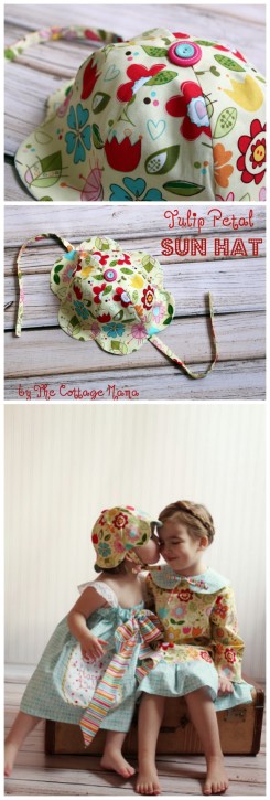 Tulip Petal Sun Hat FREE Pattern and Tutorial from The Cottage Mama. www.thecottagemama.com
