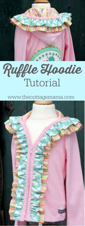 Embellished Ruffle Hoodie Tutorial by The Cottage Mama. www.thecottagemama.com