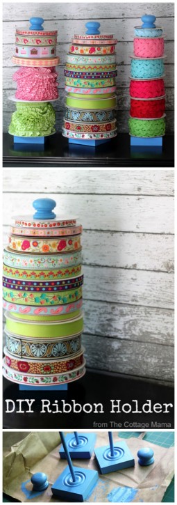DIY Ribbon Holder Tutorial from The Cottage Mama. www.thecottagemama.com