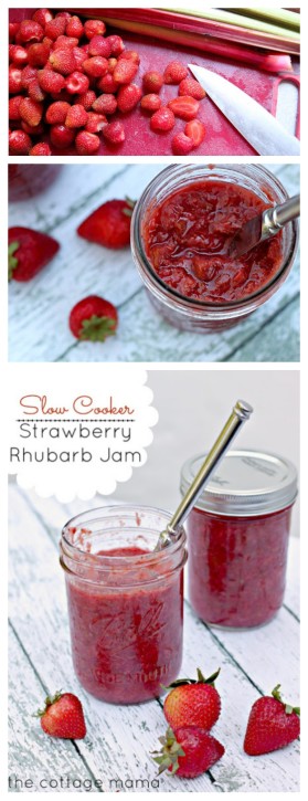Slow Cooker Strawberry Rhubarb Jam - The Cottage Mama
