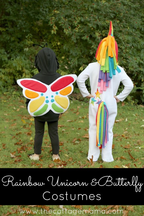 Rainbow Unicorn and Rainbow Butterfly Costumes from The Cottage Mama. www.thecottagemama.com