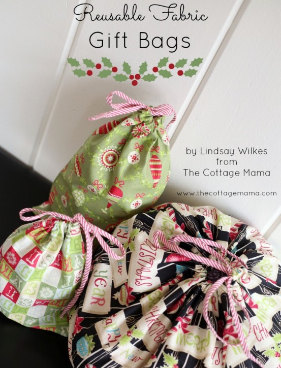 Reusable Fabric Gift Bags by Lindsay Wilkes from The Cottage Mama. www.thecottagemama.com
