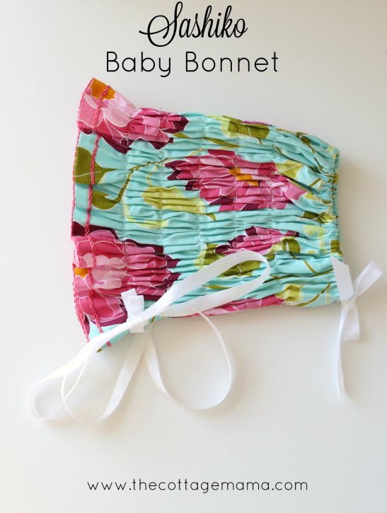 DIY Sashiko Baby Bonnet on The Cottage Mama. This is SO sweet!
