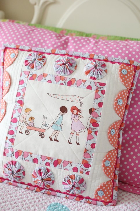 Children at Play Scalloped Pillow by Lindsay Wilkes from The Cottage Mama. As seen on Fons and Porter 'Love of Quilting'.