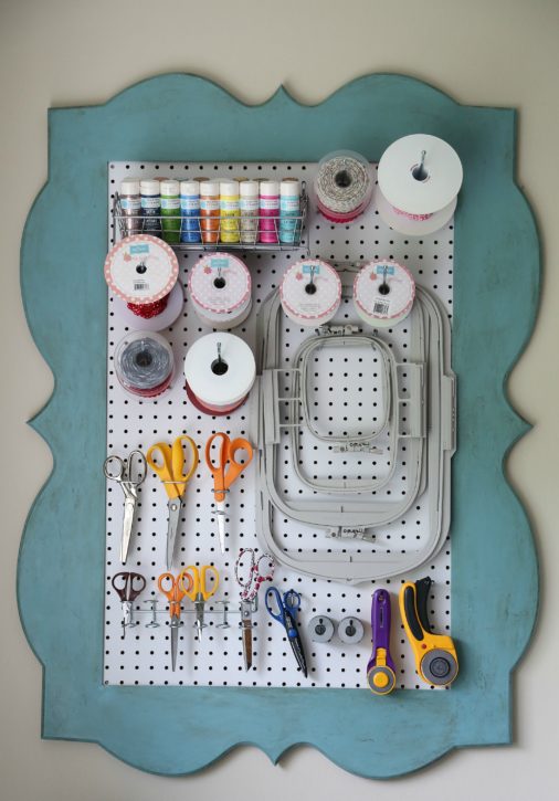 DIY Framed Pegboard Tutorial. Sewing and Craft Room. The Cottage Mama.