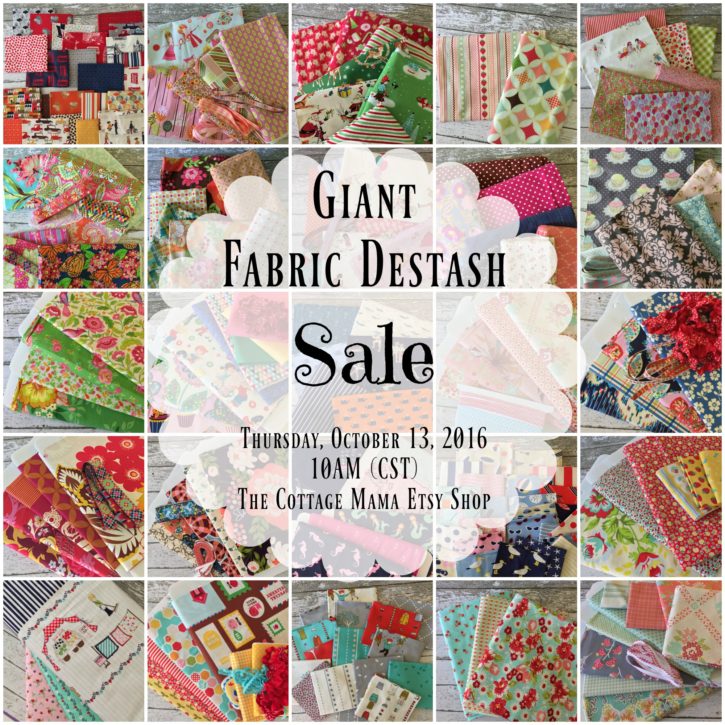 Giant Fabric Destash Sale at The Cottage Mama.