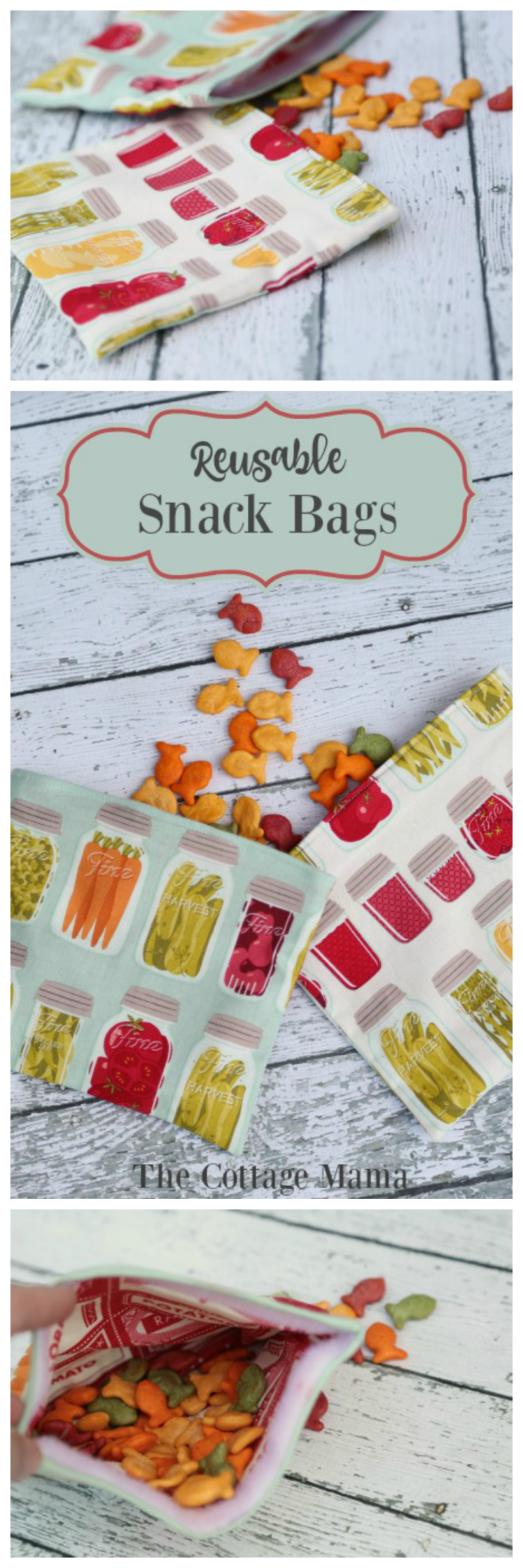 Embroidered Reusable Snack Bag Tutorial - The Cottage Mama