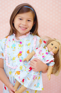 Claire Pajamas Pattern from The Cottage Mama. Size 6 month - 10 years and 18" doll pattern.