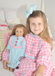 Claire Pajamas Pattern from The Cottage Mama. Size 6 month - 10 years and 18" doll pattern.