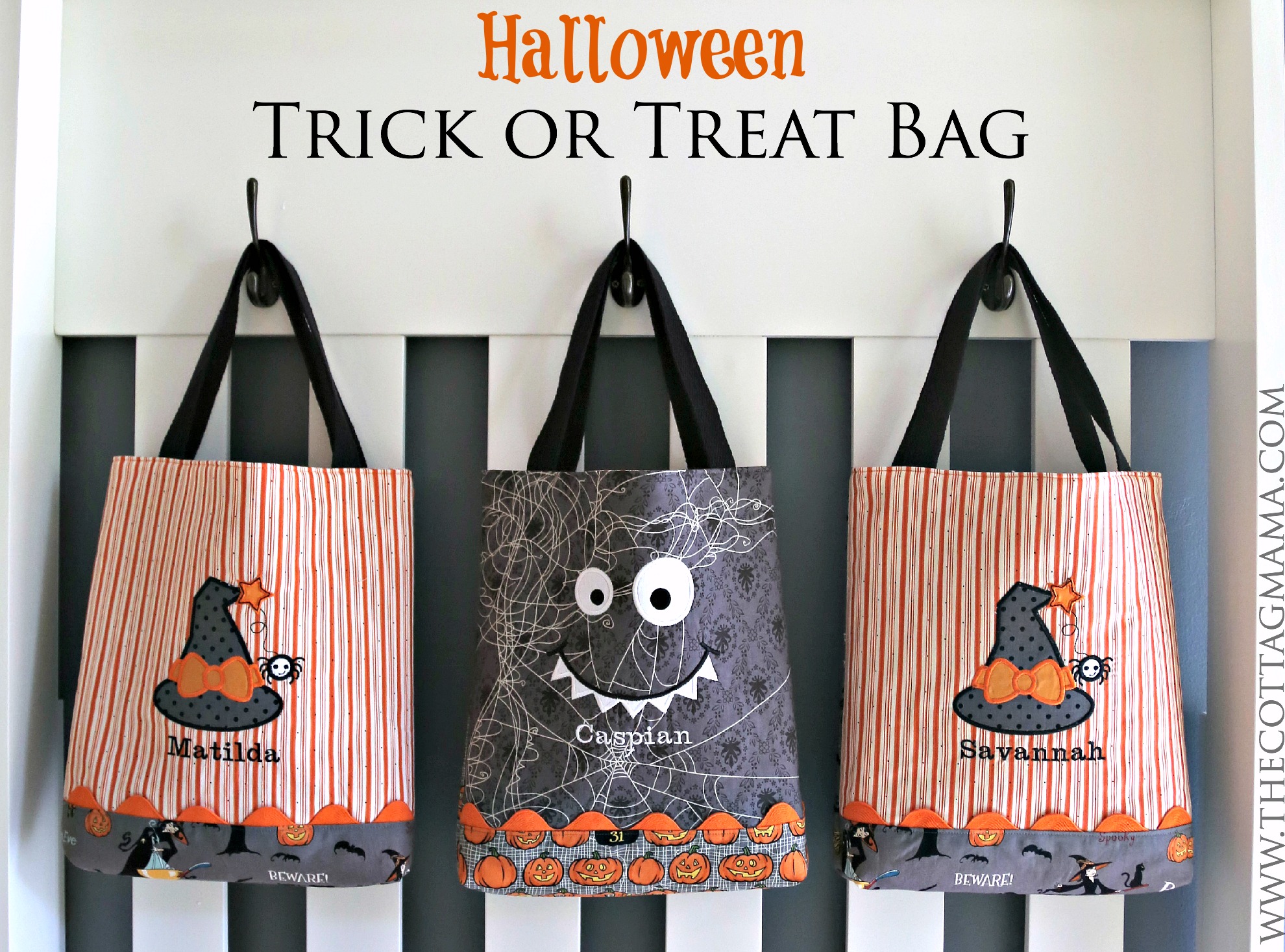Happy Halloween Personalized Canvas Tote Bag, Trick Or Treat Bags