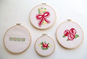 Dainty Darling Machine Embroidery Designs. Coordinates with Dainty Darling Fabric Collection by Lindsay Wilkes from The Cottage Mama for Riley Blake Designs.